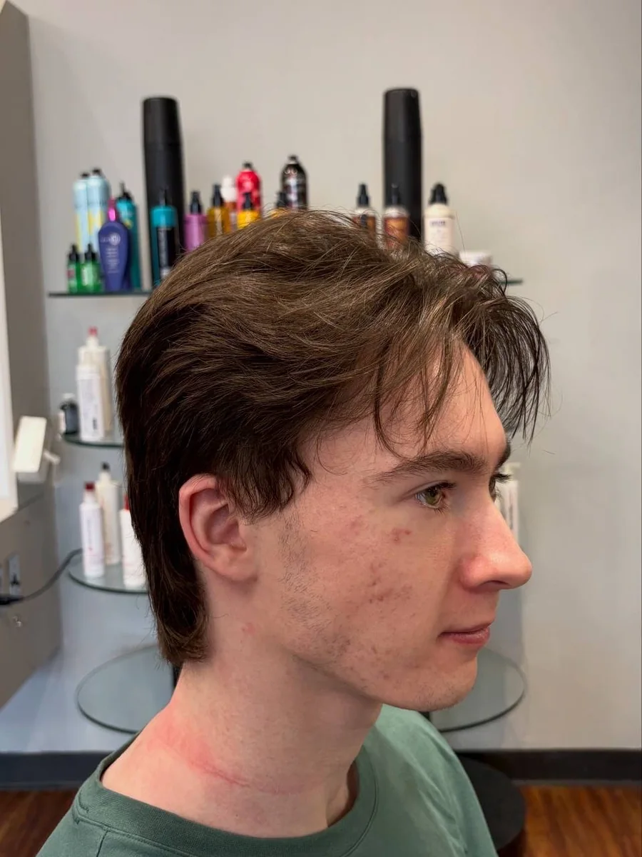 Men's textured cut with fringe by Liza G., Buffalo Grove IL